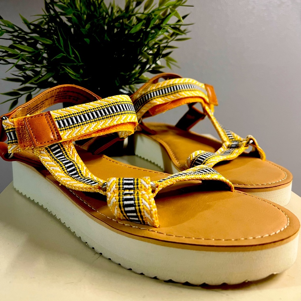 Yellow Sandals with velcro straps, Fashion,